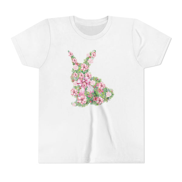 Coquette Bow Bunny Shirt, Cute Bunny T Shirt, Youth Coquette Easter Tee, Floral Rabbit Tee Cute Easter Shirt Happy Easter Day Gift for Girls