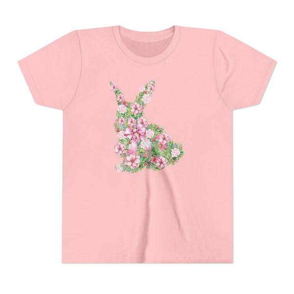 Coquette Bow Bunny Shirt, Cute Bunny T Shirt, Youth Coquette Easter Tee, Floral Rabbit Tee Cute Easter Shirt Happy Easter Day Gift for Girls