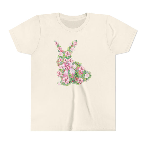 Coquette Bow Bunny Shirt, Cute Bunny T Shirt, Youth Coquette Easter Tee, Floral Rabbit Tee Cute Easter Shirt Happy Easter Day Gift for Girls