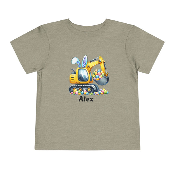 Boys Easter Kids Shirt, Custom Name Easter Boys T Shirt, Eggs Cavator Boy Toddler Shirt Funny Easter Tee Personalized Construction Truck Tee