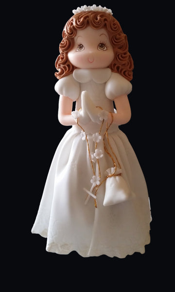 Boy or Girl First Communion Children's Dressed in White Gown cake Decoration and Keepsake - C T B