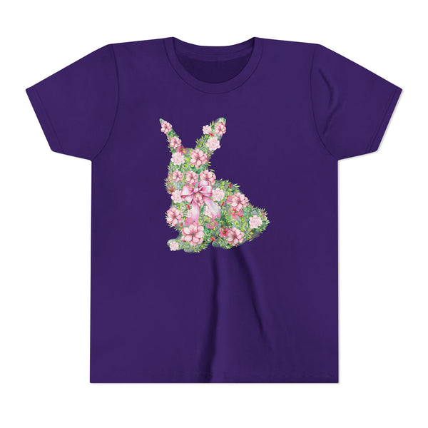 Coquette Bow Bunny Shirt, Cute Bunny T Shirt, Youth Coquette Easter Tee, Floral Rabbit Tee Cute Easter Shirt Happy Easter Day Gift for Girls