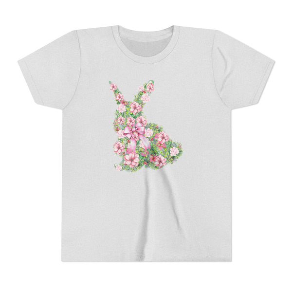 Coquette Bow Bunny Shirt, Cute Bunny T Shirt, Youth Coquette Easter Tee, Floral Rabbit Tee Cute Easter Shirt Happy Easter Day Gift for Girls