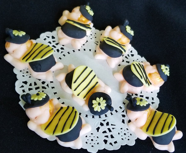 Bumble Bee Cupcake Toppers Baby Bumble Bee Corsage Figurines Baby Shower Decorations 12 Pcs - Cake Toppers Boutique